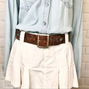 Custom Hand Painted Brown Leather Belt